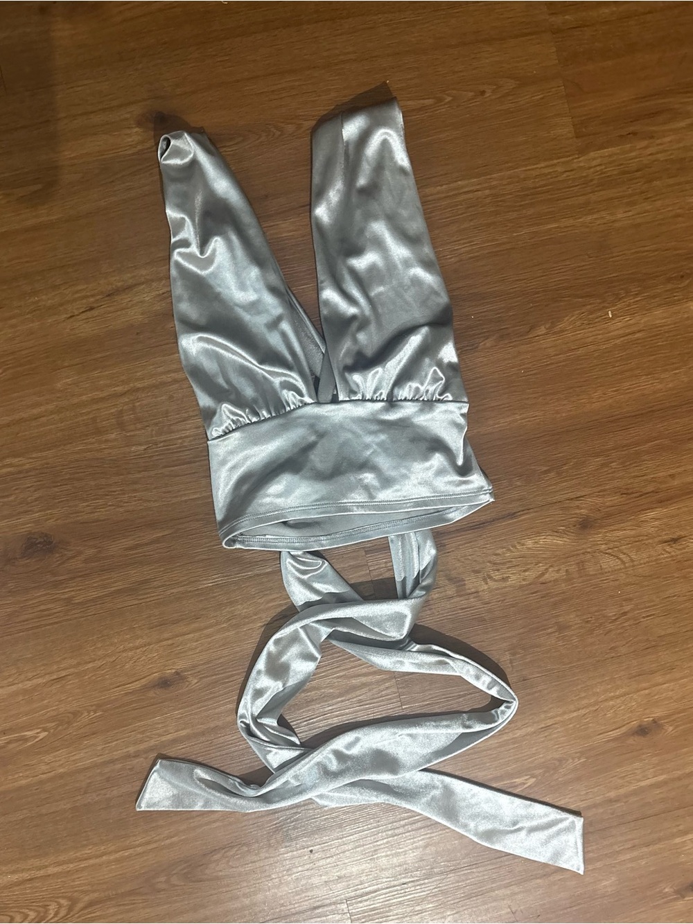Windsor Silver Metallic Wrap Crop Top